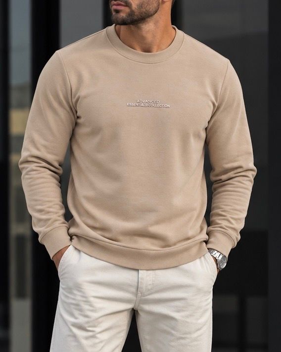 MINIMAL CREW NECK SWEATSHIRT – BEIGE  gallery.thumbnail 1