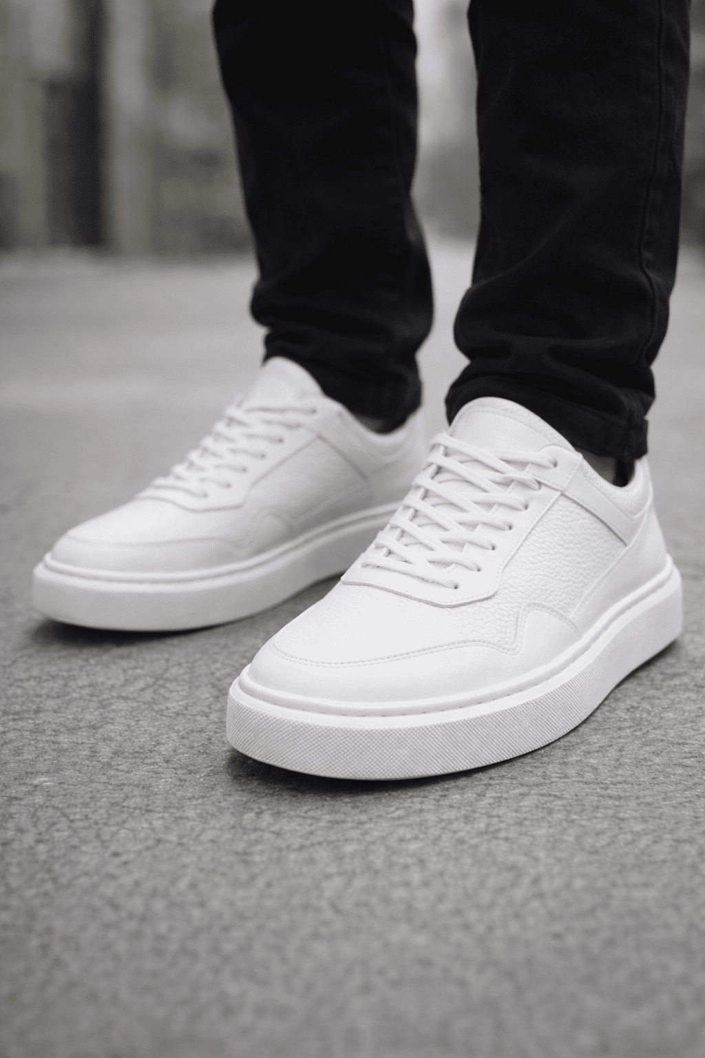 Leather Platform Sneakers – White gallery.thumbnail 1
