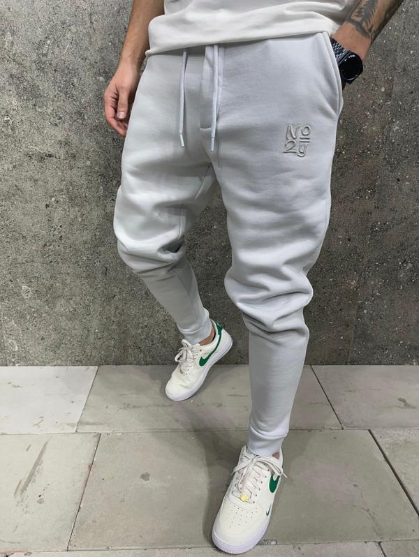 Ice Grey Embroidered Sweatpants