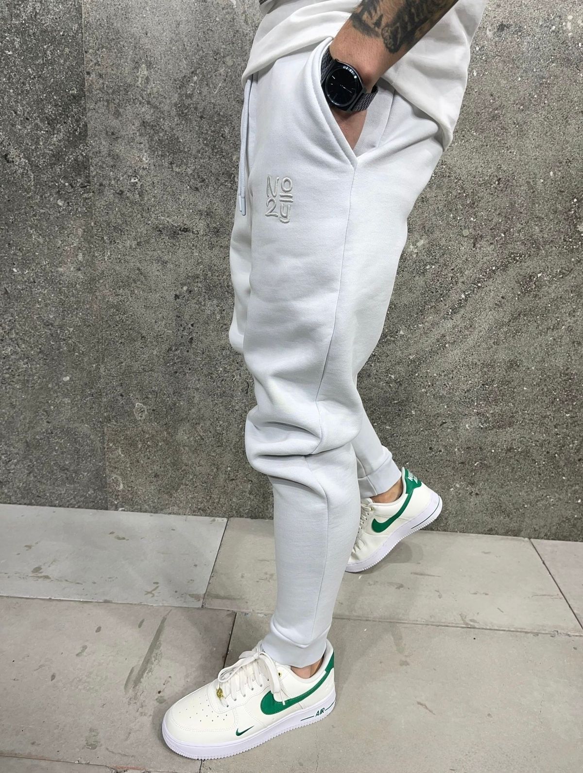 Ice Grey Embroidered Sweatpants 3