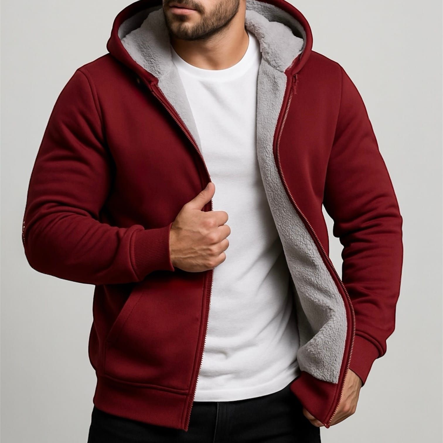 Burgundy Thermal Hoodie gallery.thumbnail 1