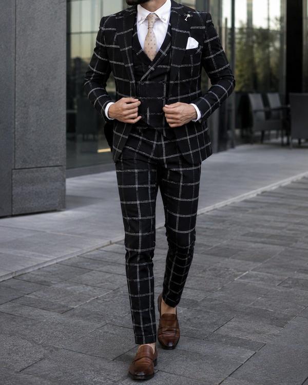 Black Checked Formal Suit