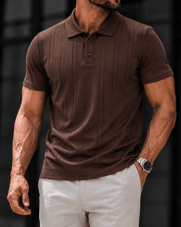 Vertical Knit Polo – Brown