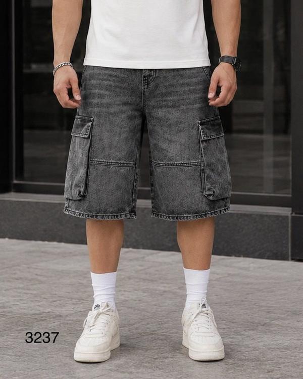 Cargo Denim Shorts – Grey