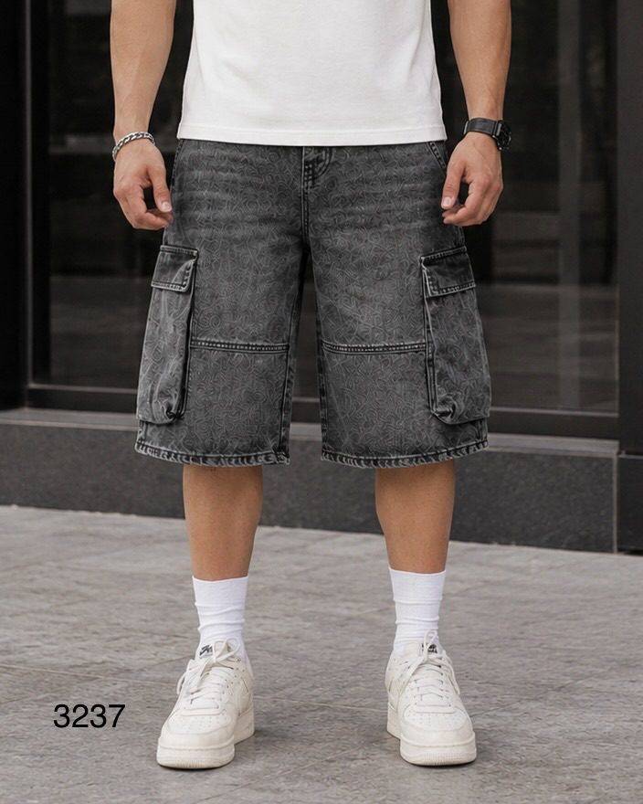 Cargo Denim Shorts – Grey 1