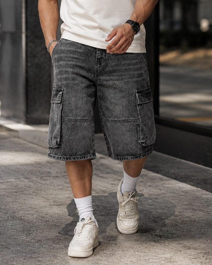 Cargo Denim Shorts – Grey gallery.thumbnail 3