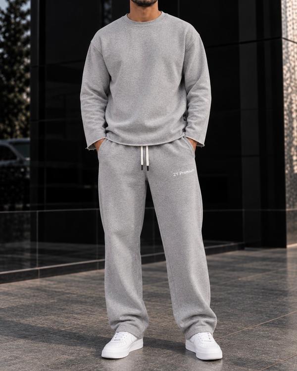 Grey Relaxed Crewneck Tracksuit Set