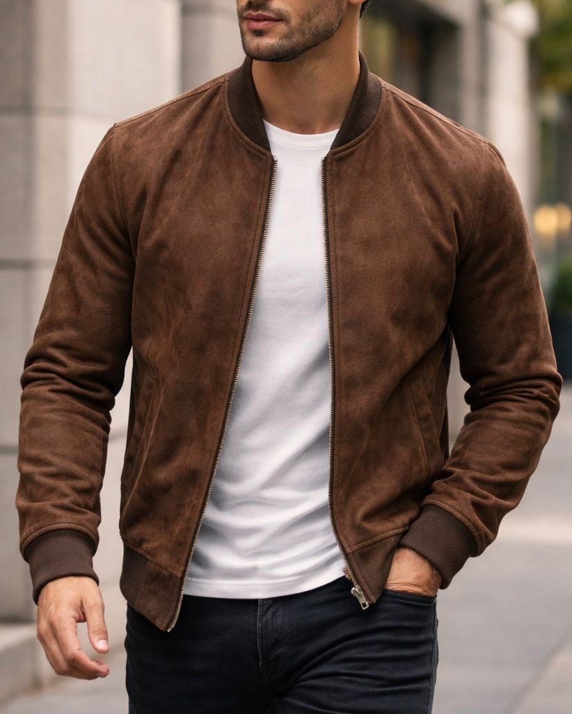 Essential Suede Bomber Jacket – Dark Espresso gallery.thumbnail 1