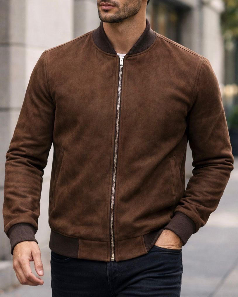 Essential Suede Bomber Jacket – Dark Espresso gallery.thumbnail 2