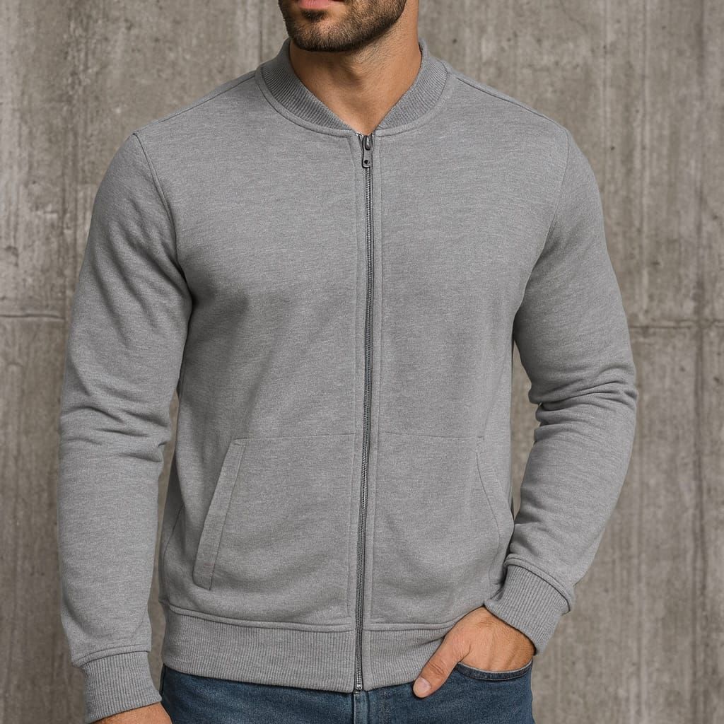 Light Grey Zip-Up Sweatshirt gallery.thumbnail 1
