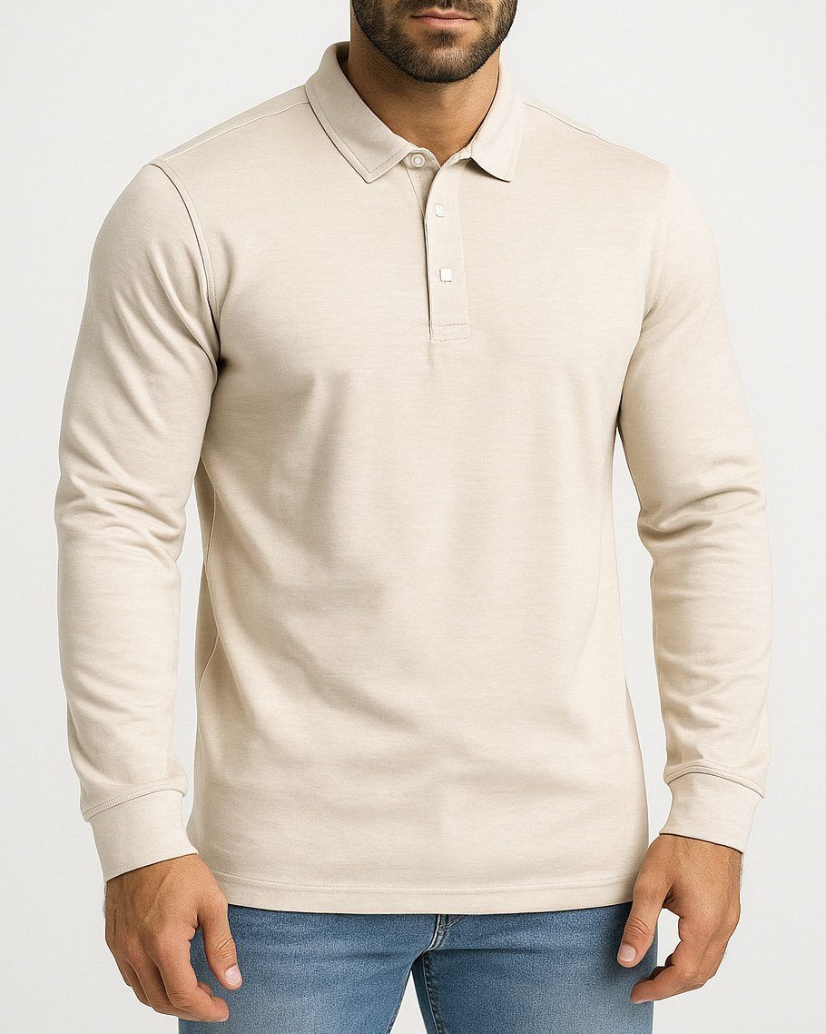 LONG-SLEEVE PREMIUM POLO – BEIGE gallery.thumbnail 1