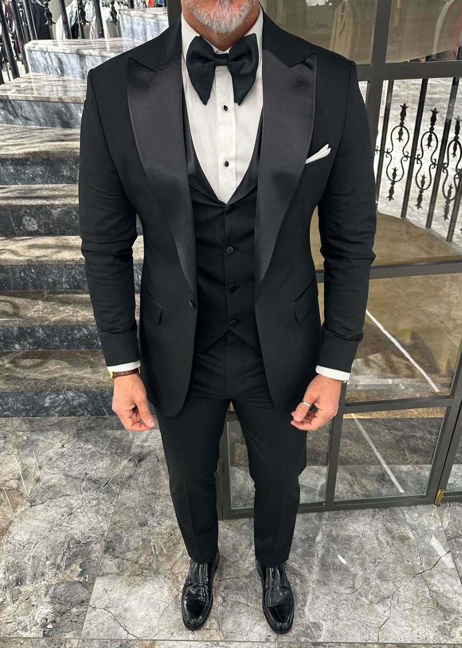 Black Satin Tuxedo – 3 Piece gallery.thumbnail 1