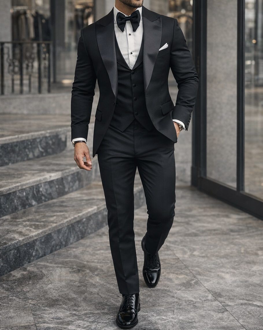 Black Satin Tuxedo – 3 Piece gallery.thumbnail 2