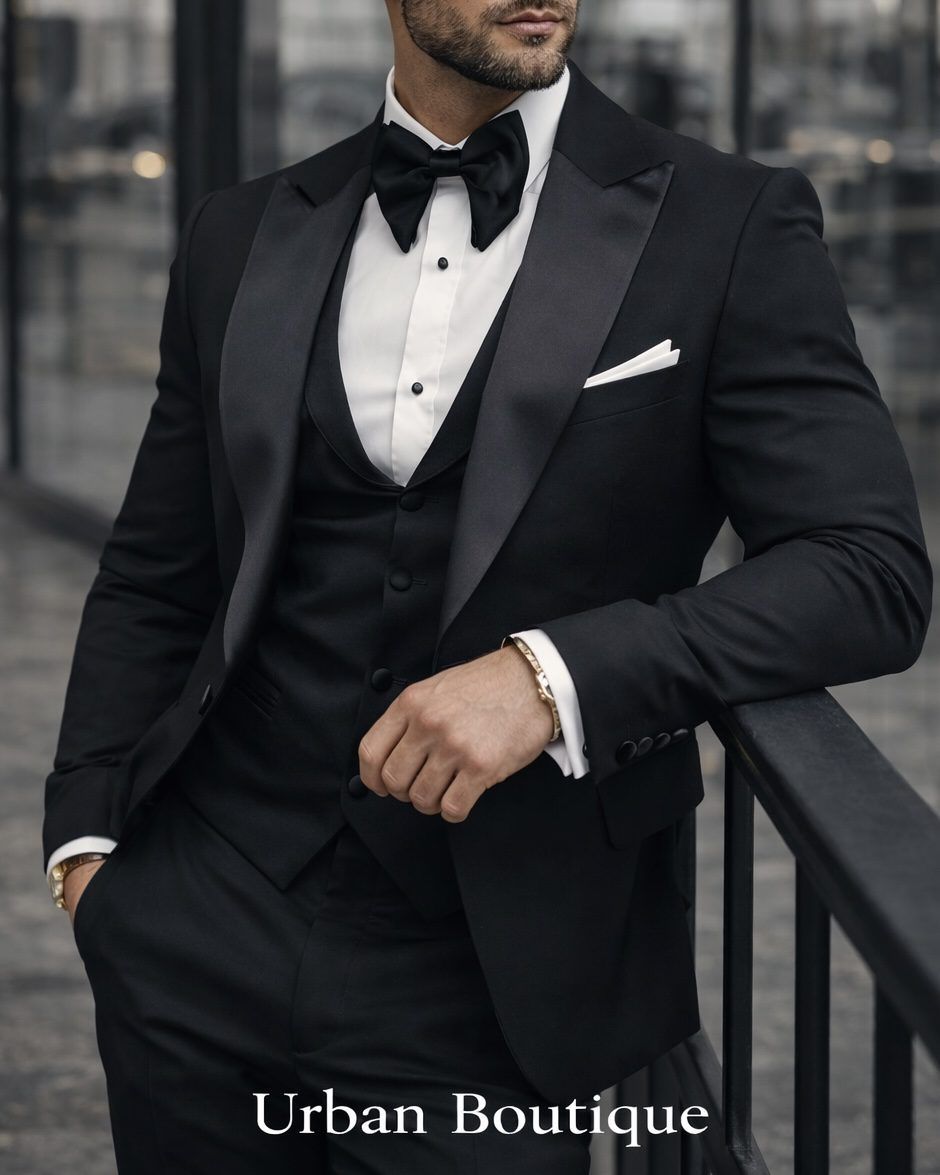 Black Satin Tuxedo – 3 Piece gallery.thumbnail 3