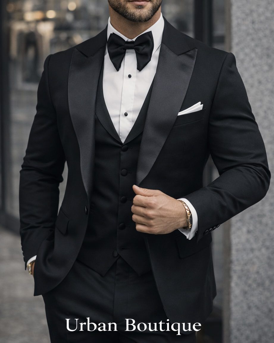 Black Satin Tuxedo – 3 Piece gallery.thumbnail 4