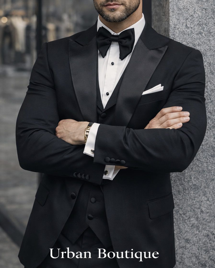 Black Satin Tuxedo – 3 Piece gallery.thumbnail 5