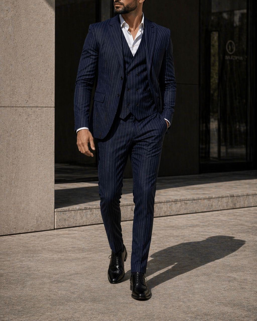 Navy Pinstripe 3-Piece Suit – Signature Edition gallery.thumbnail 1