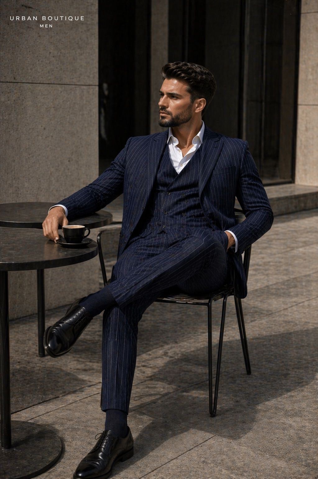 Navy Pinstripe 3-Piece Suit – Signature Edition gallery.thumbnail 2