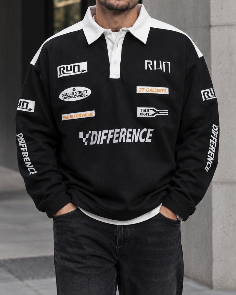GRAPHIC LONG-SLEEVE RUGBY POLO – BLACK  gallery.thumbnail 2