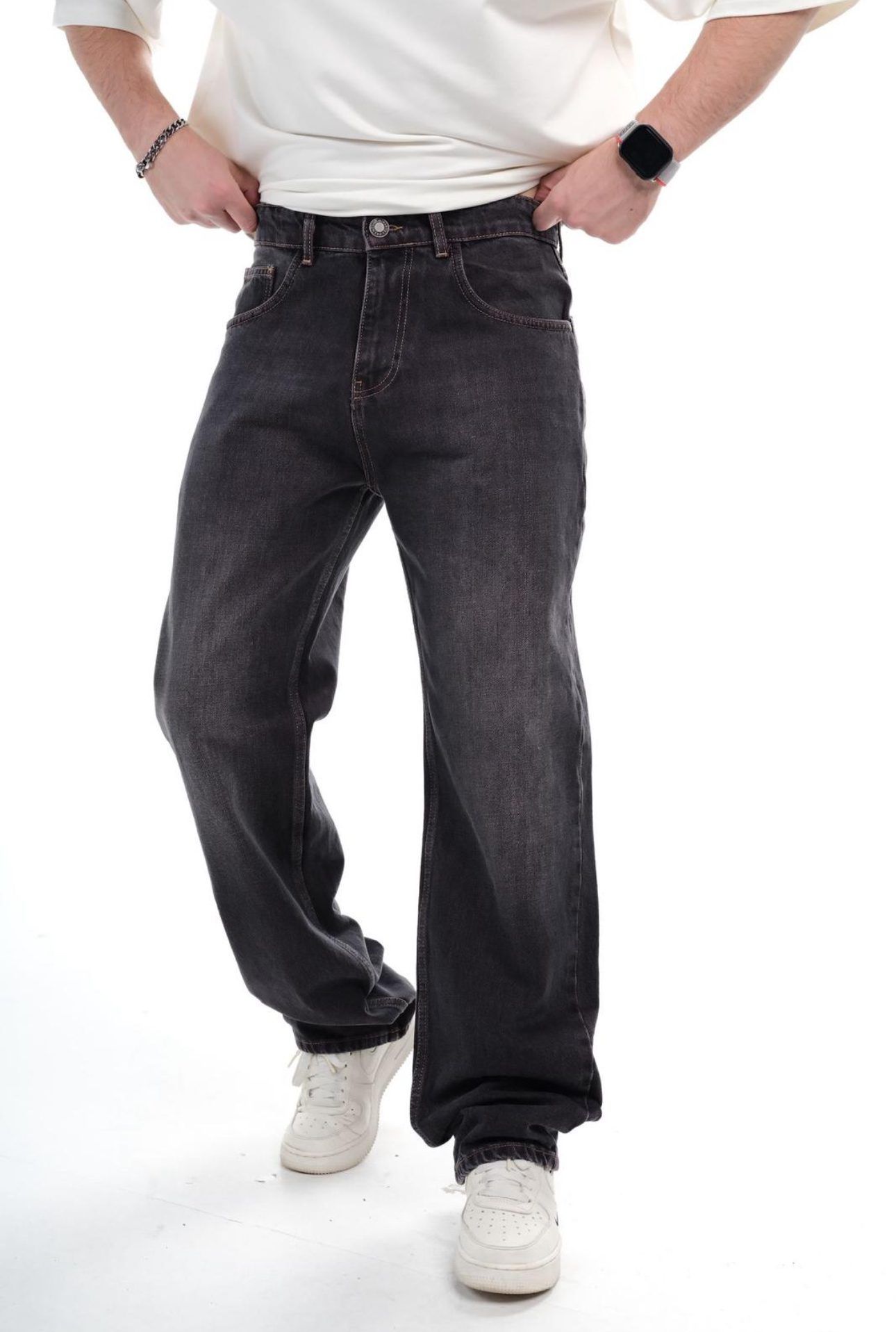 BAGGY WASHED JEANS – DARK CHARCOAL gallery.thumbnail 2