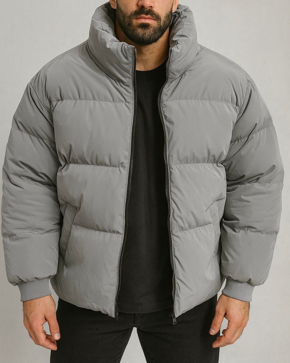 Grey Puffer Jacket gallery.thumbnail 1