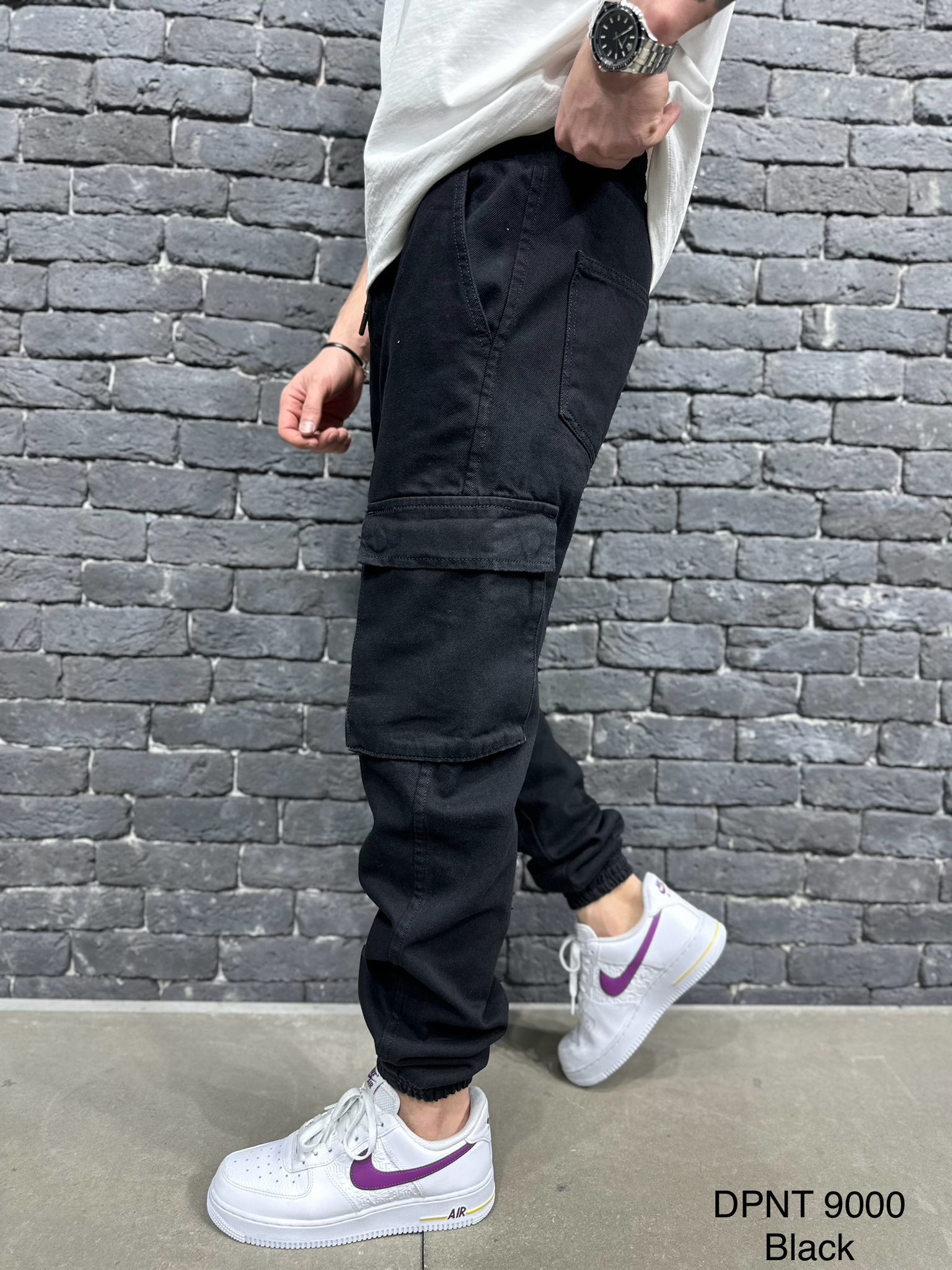 Black Utility Pocket Cargo Joggers gallery.thumbnail 2