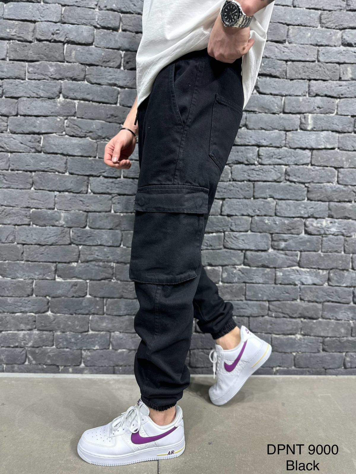 Black Utility Pocket Cargo Joggers 2