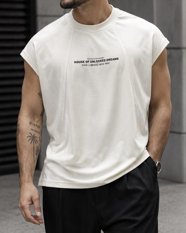 Sleeveless Statement T-Shirt – White