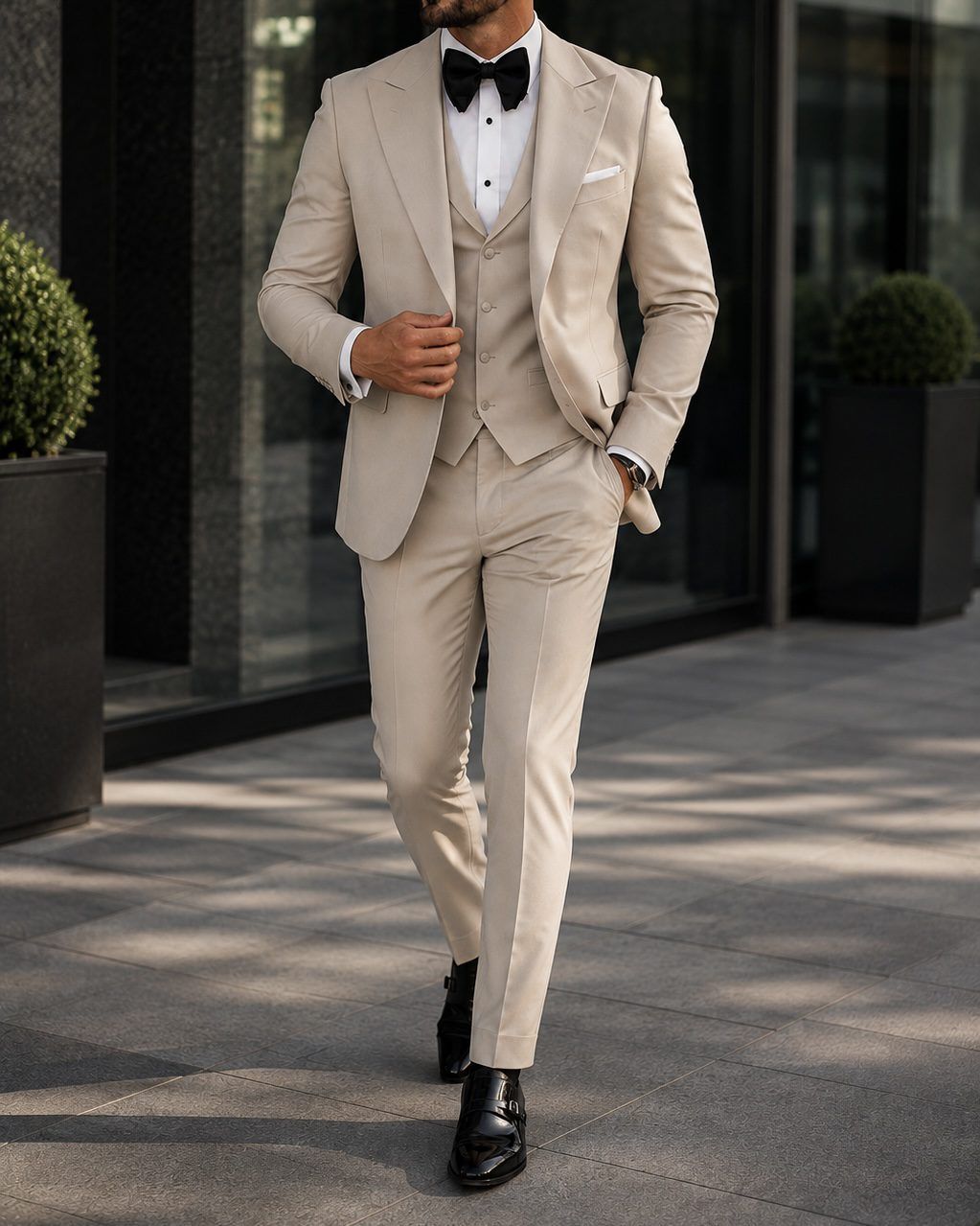Cream Satin Lapel Tuxedo 1