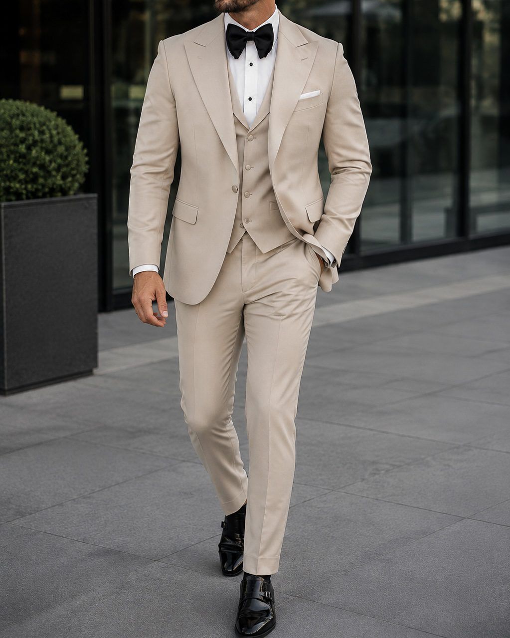 Cream Satin Lapel Tuxedo gallery.thumbnail 2
