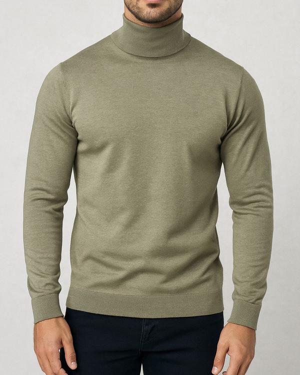 Olive Green Turtleneck – Natural Urban Edition