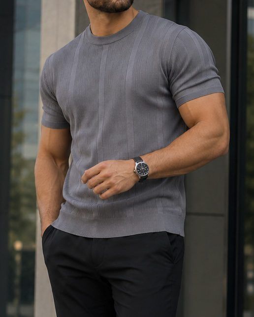 Stone Grey Knit T-Shirt gallery.thumbnail 2