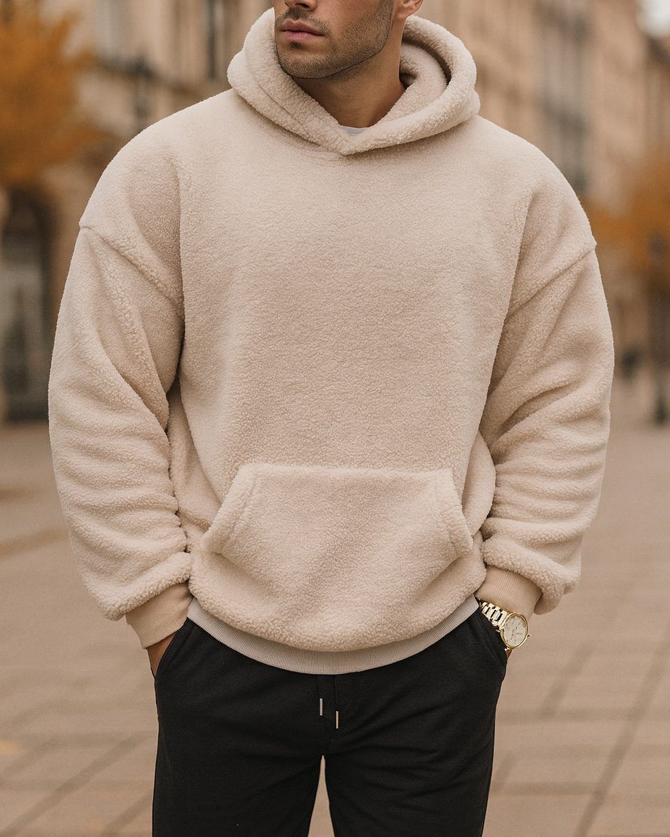 SHERPA FLEECE HOODIE – BEIGE gallery.thumbnail 1