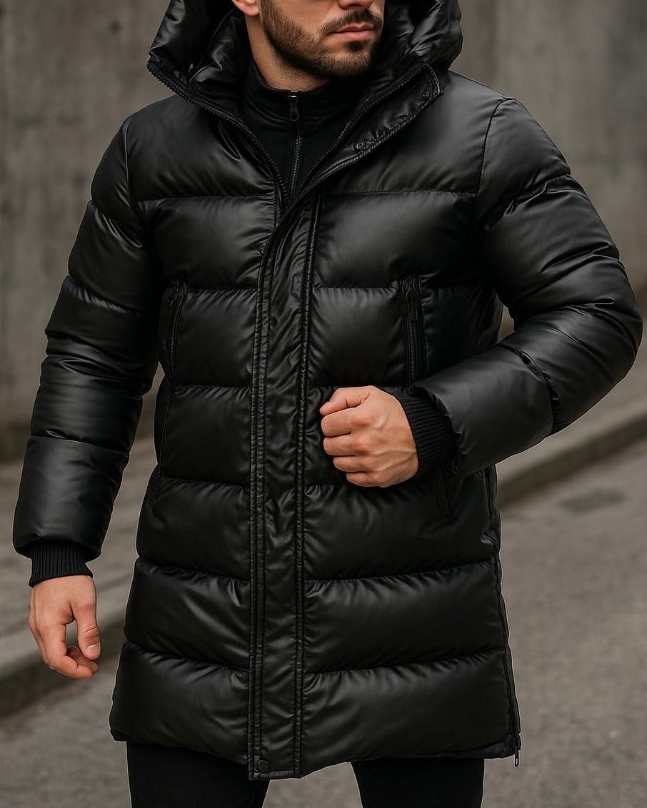 Long Black Puffer Coat gallery.thumbnail 1