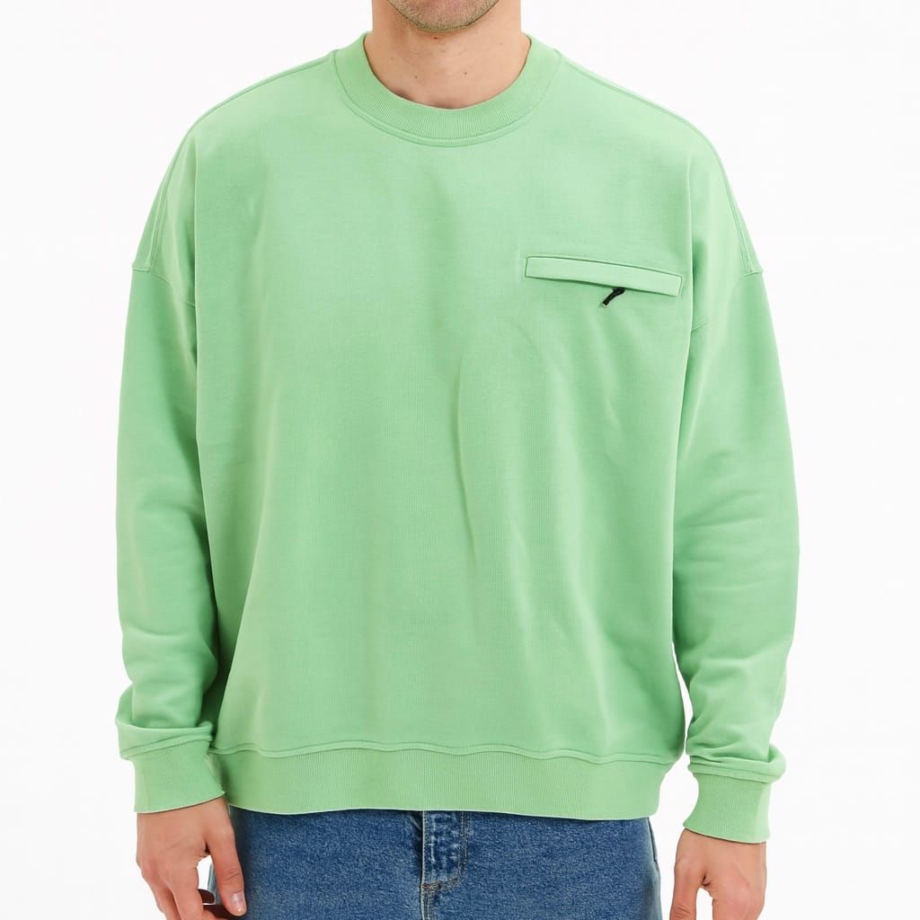 Mint Green Zip-Pocket Sweatshirt gallery.thumbnail 1