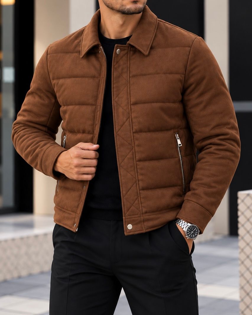 Brown Collared Padded Jacket gallery.thumbnail 2