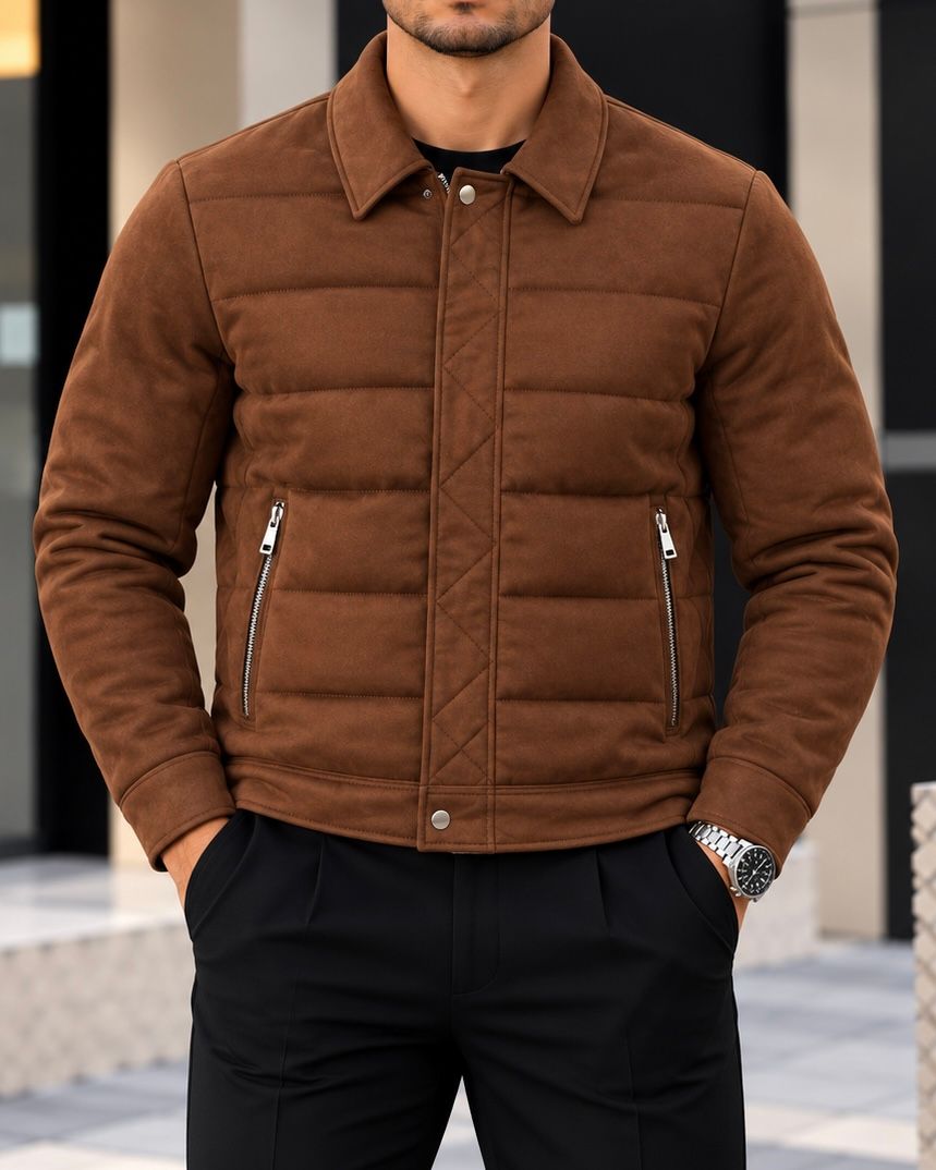 Brown Collared Padded Jacket 1