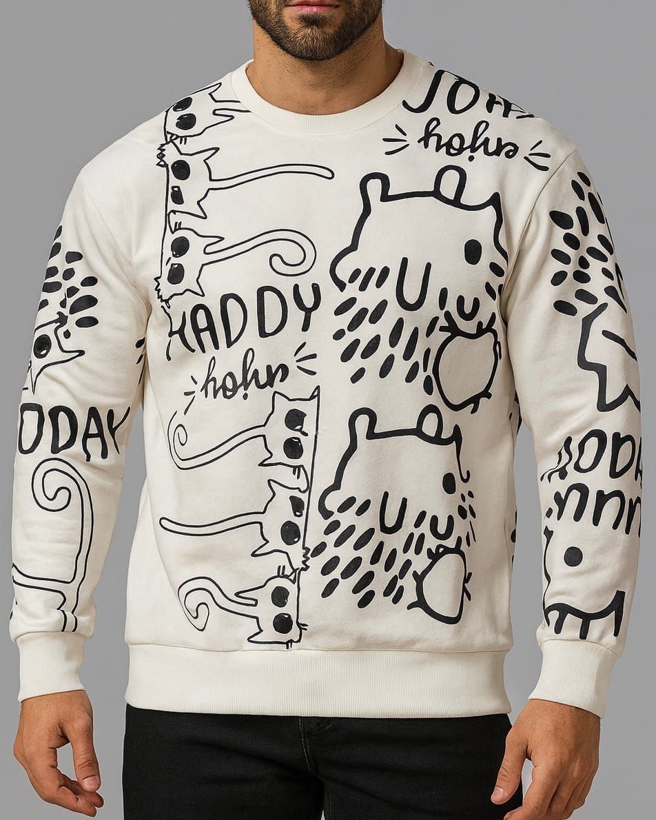 DOODLE GRAPHIC SWEATSHIRT – WHITE gallery.thumbnail 1