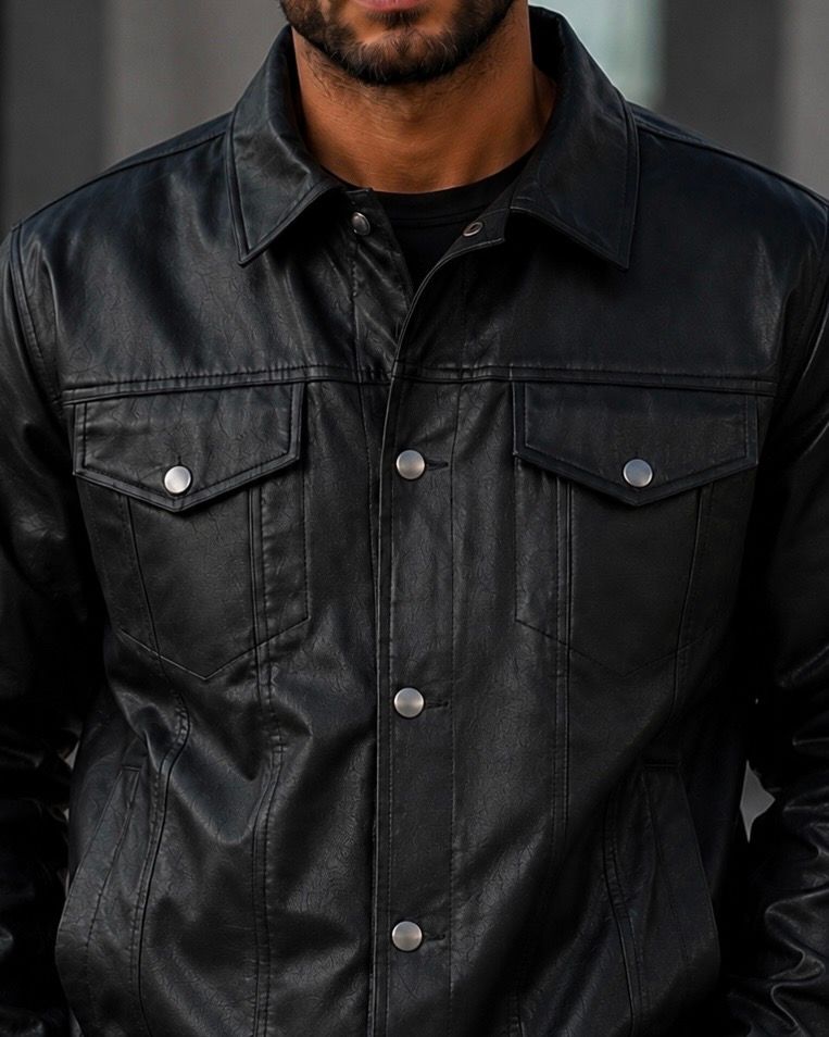     Black Faux Leather Jacket gallery.thumbnail 4