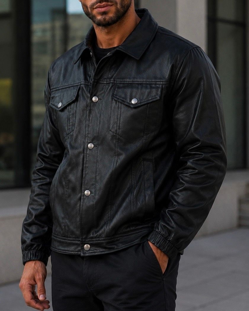     Black Faux Leather Jacket gallery.thumbnail 5