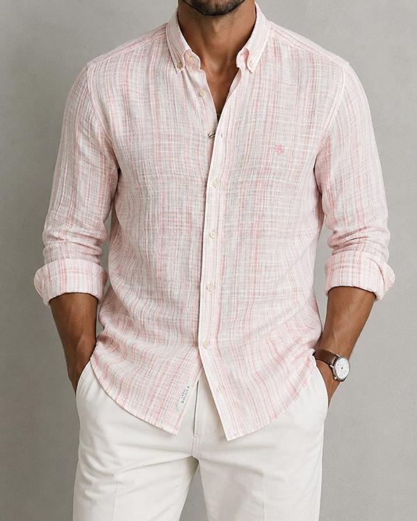 Textured Linen Shirt – Soft Pink