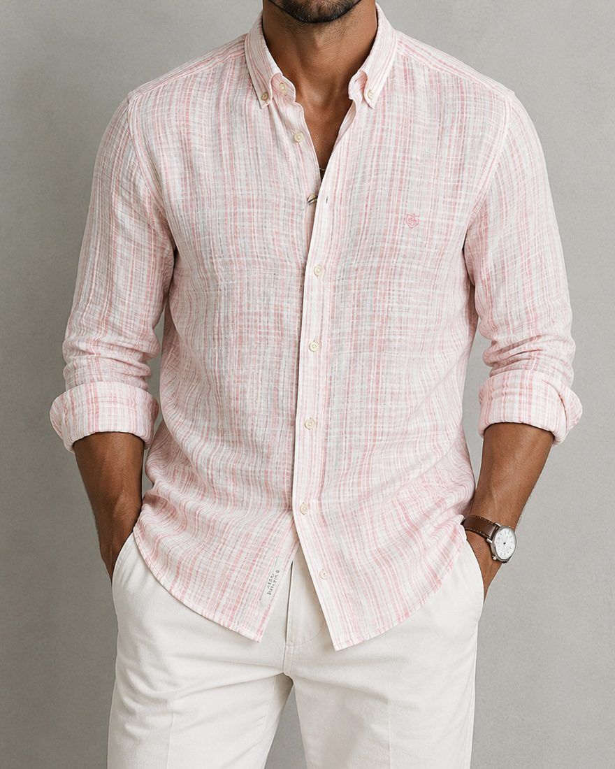 Textured Linen Shirt – Soft Pink 1