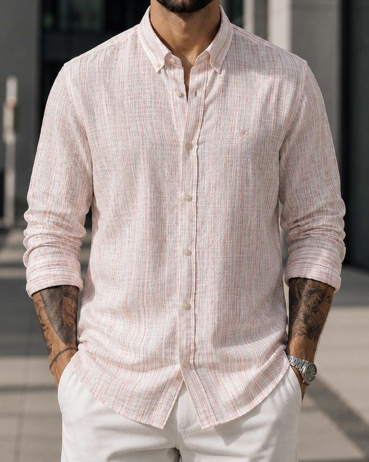 Textured Linen Shirt – Soft Pink gallery.thumbnail 3