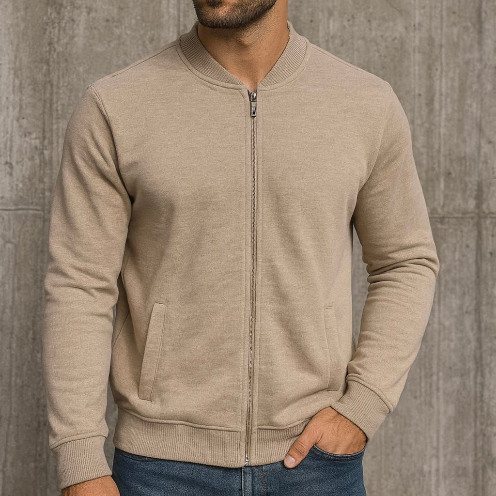 Beige Zip-Up Sweatshirt gallery.thumbnail 1