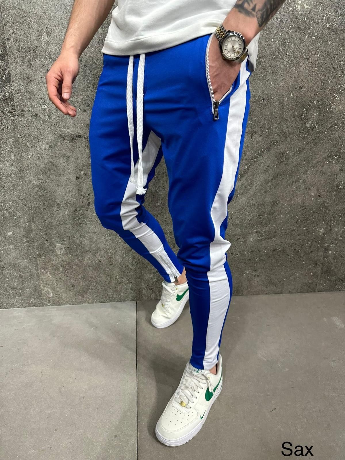 Blue Side Panel Zip Joggers gallery.thumbnail 2