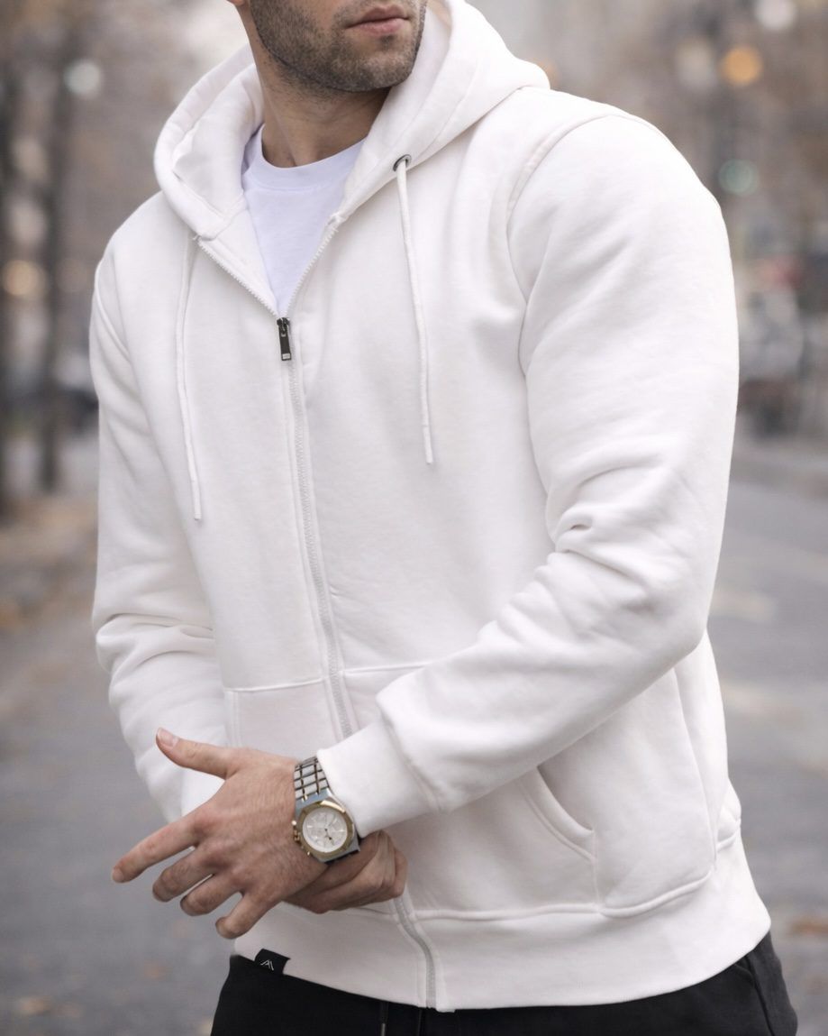 Zip-Up Hoodie – White gallery.thumbnail 2