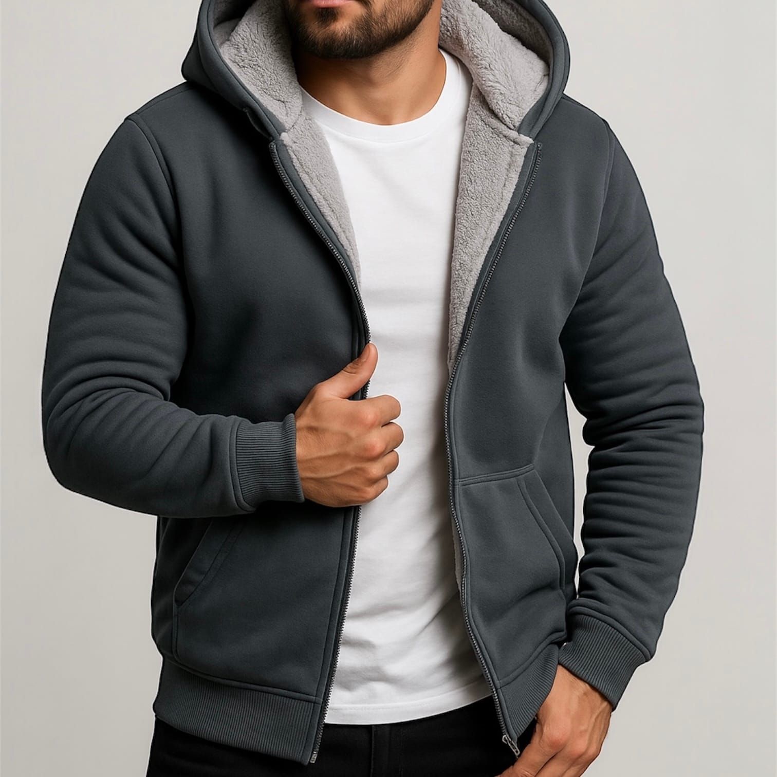 Steel Grey Thermal Hoodie gallery.thumbnail 2