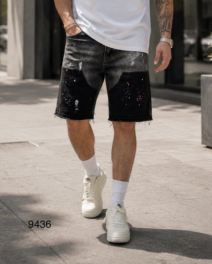 Paint Splatter Denim Shorts 1