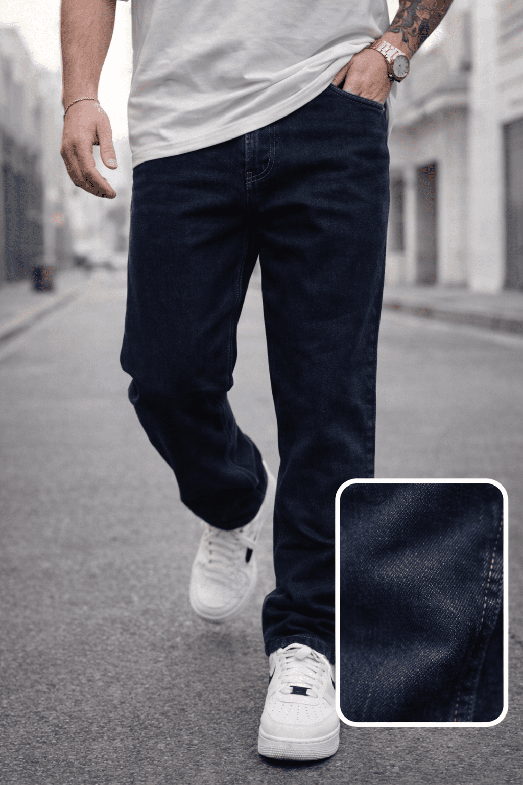 Dark Blue Essential Straight Fit Jeans gallery.thumbnail 3