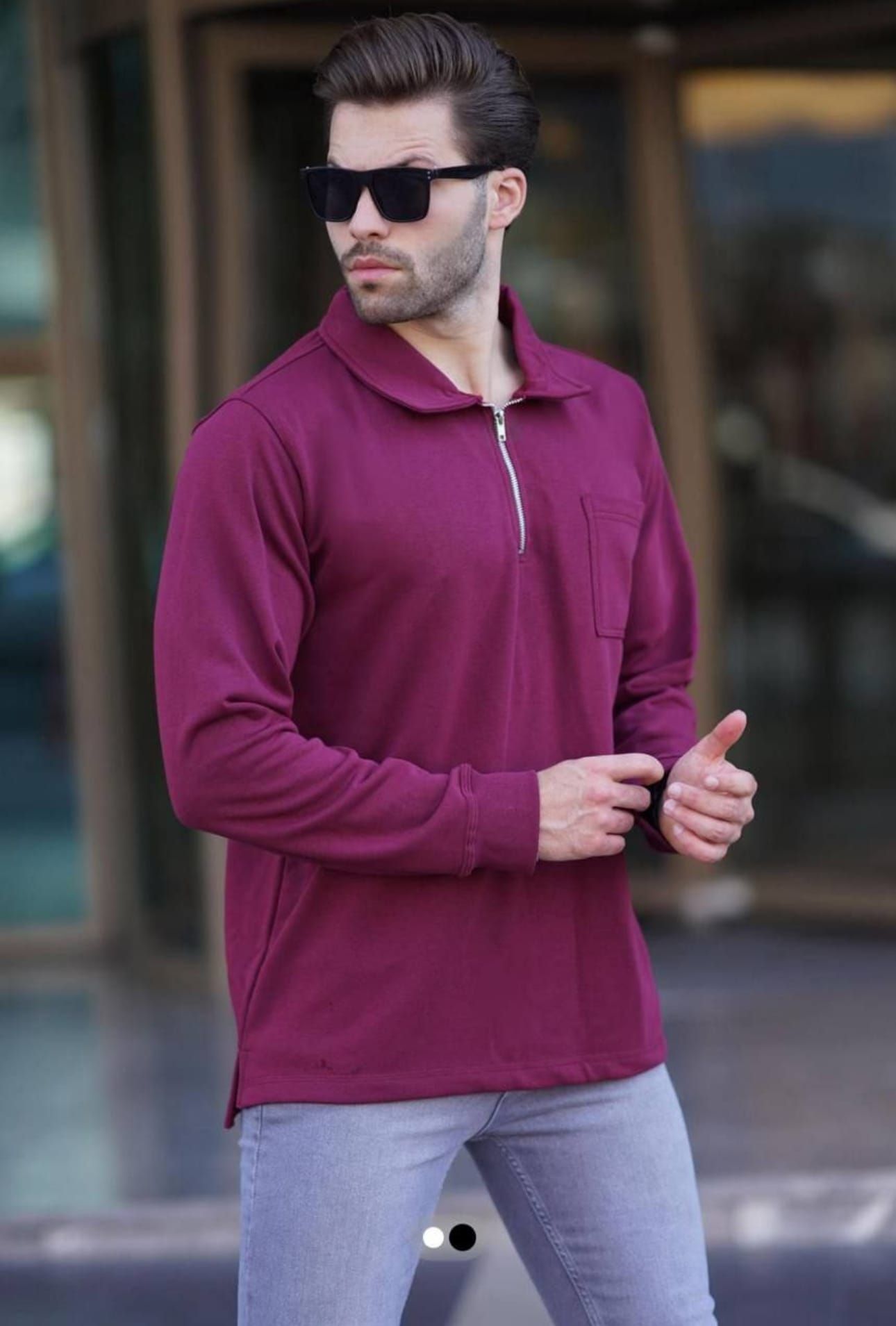 Burgundy Half-Zip Sweater gallery.thumbnail 1
